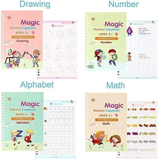 Premium Sank Magic Practice Copybook (4 Books, 1 Pen, 1 Grip, 10 Refill)