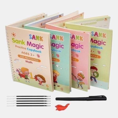 Premium Sank Magic Practice Copybook (4 Books, 1 Pen, 1 Grip, 10 Refill)