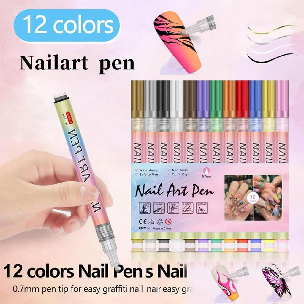 Premium Nail Art Pens Set of 12 Colors