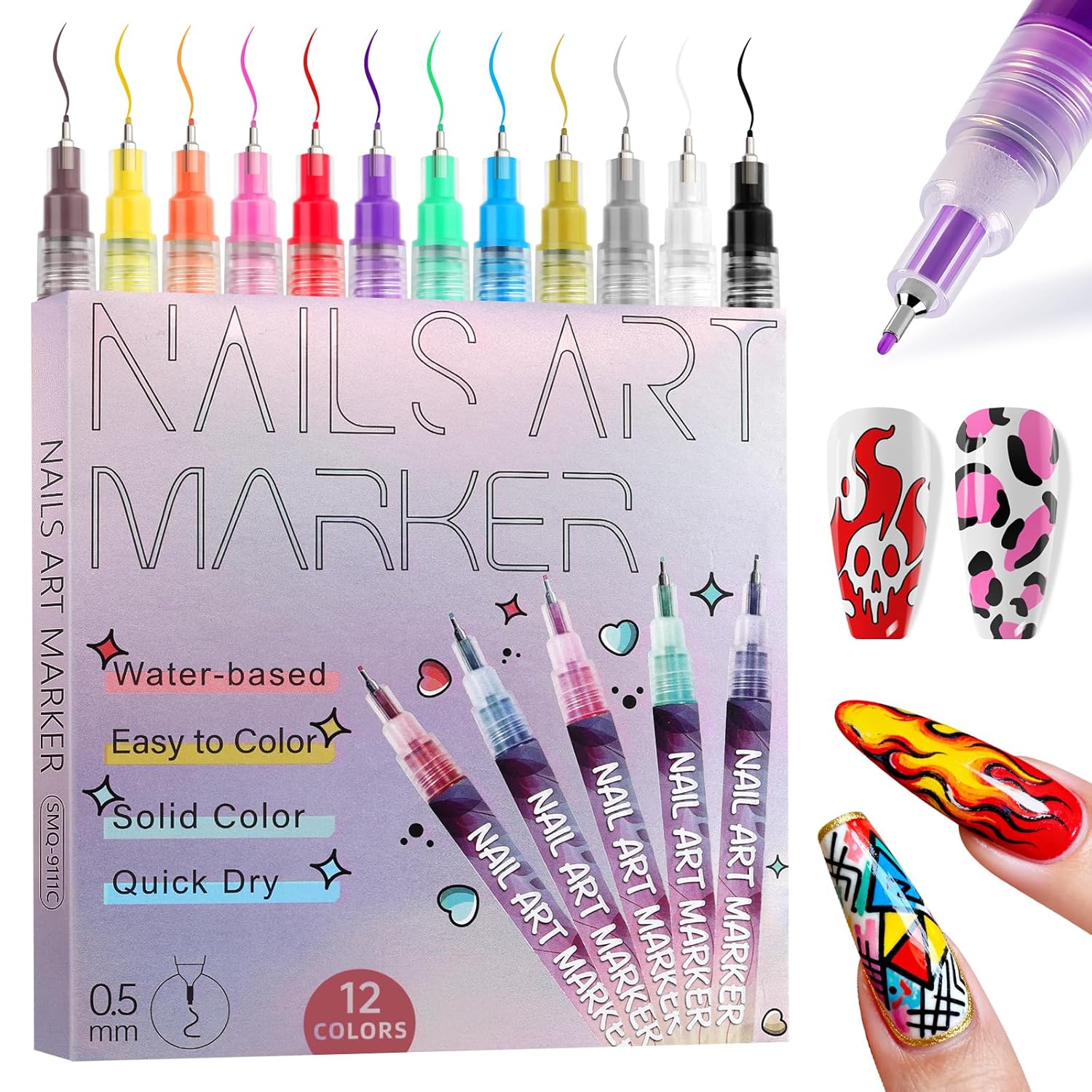 Premium Nail Art Pens Set of 12 Colors